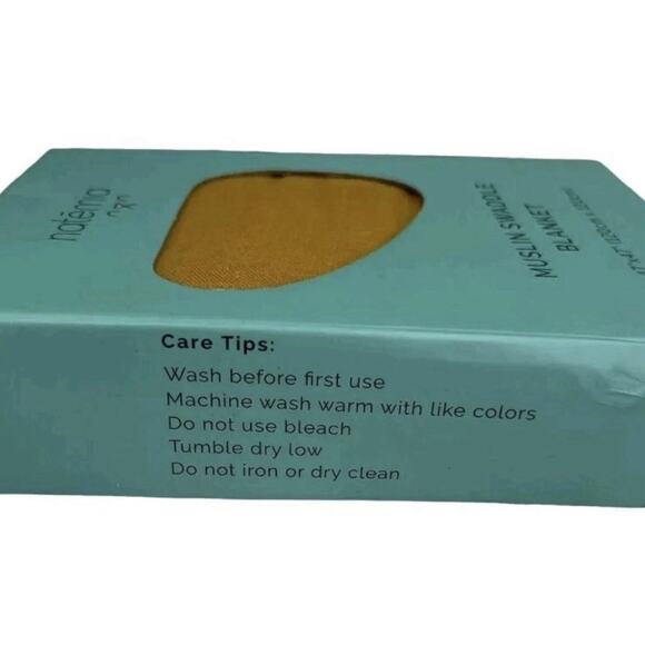 Natemia Bamboo Muslin Swaddle Blanket Harvest Gold 47" x 47" New - Picture 4 of 6